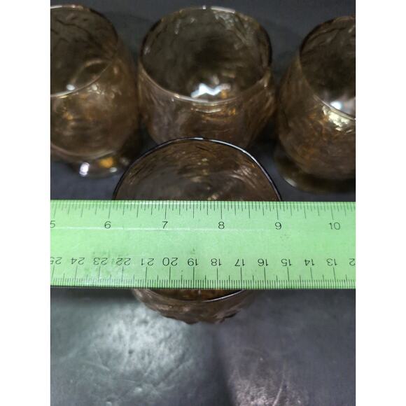 Morgantown‎ Seneca Driftwood Crinkle Glasses, Amber Icers, Set Of Four, Vintage - Picture 9 of 9